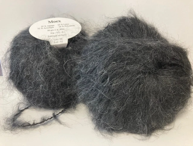 Lot De 10 Pelotes De Laine Bouclée Gris Anthracite Fabriquées En France - Idéal Tricot, Crochet, Projets Lainage