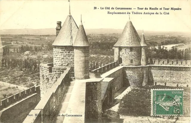 CPA - AUDE - CARCASSONNE, Tour du Moulin et Tour Mipadre