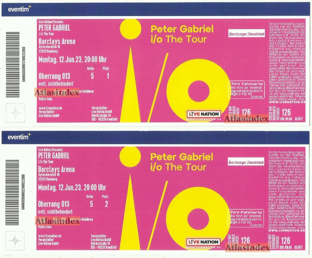Konzert zwei Tickets Peter Gabriel Hamburg 12.06.2023
