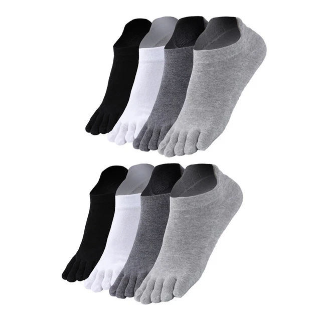 4 Pairs Chaussettes À Bout Court Pour Hommes Rayée Cinq Doigts Basses Tabi