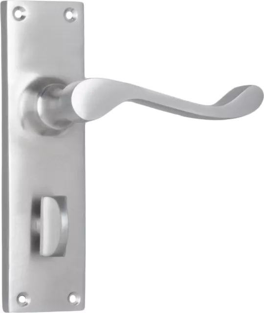 pair of satin chrome victorian lever handles and backplates,152 x 42 mm 3