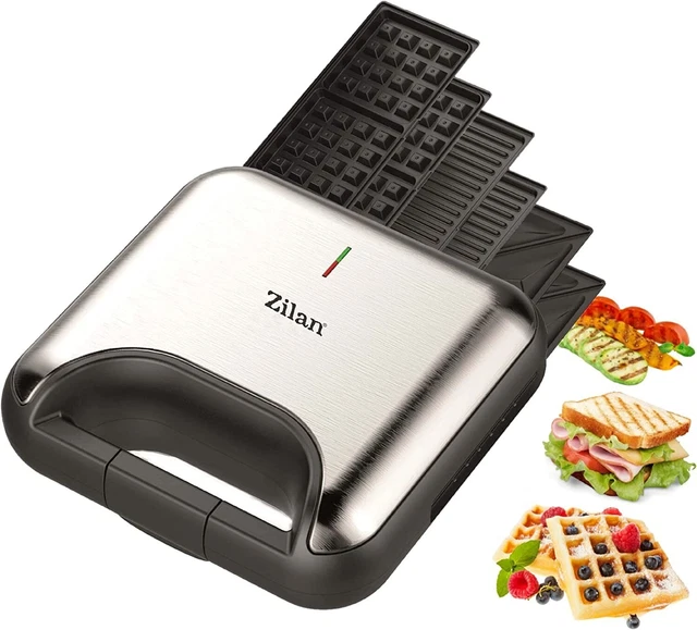 3in1 Sandwichmaker | 3 auswechselbare Platten | Waffel Eisen | Elektrogrill