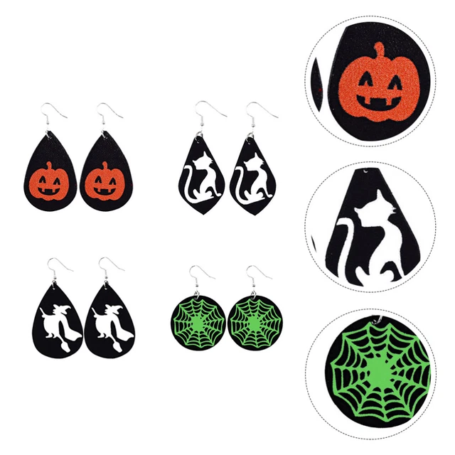 4 Pair/8pcs Halloween-Schmuck Halloween-Ohrringe Bling-Ohrringe Handbuch