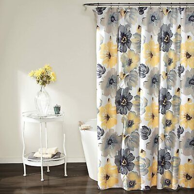 Lush Decor Leah Shower Curtain - Bathroom Flower Floral Large Blooms Fabric Prin