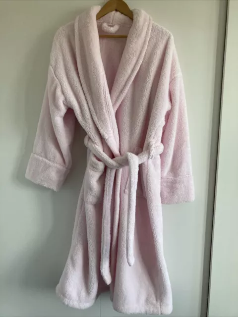 M&S Pink Fluffy Dressing Gown MIDI Size 16-18