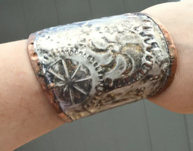 Silver Copper Cuff Bracelet Steampunk Gladiator Warrior Game of Thrones Wide Man