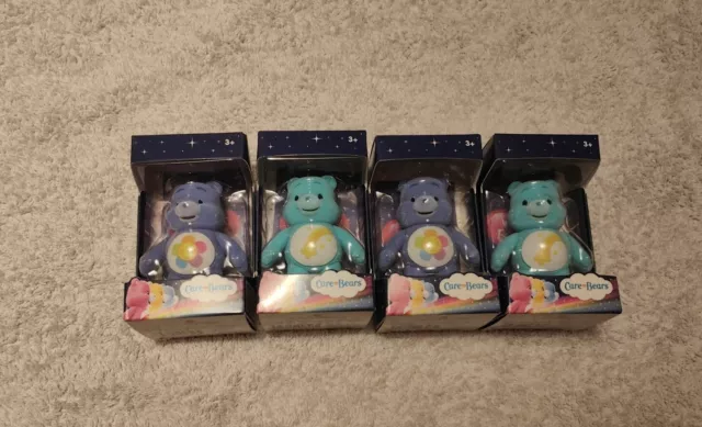 Care Bear Figures Mini Flocked Care Bears X 4 --3"---New