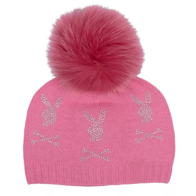 Philipp Plein X Playboy Lana Cashmere Strass fuchs Beanie Berretto Fucsia 08426