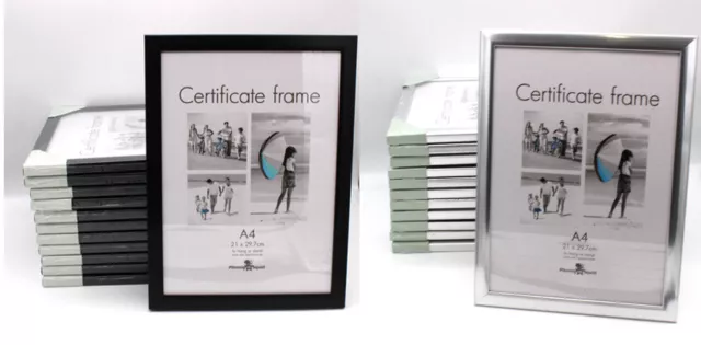 A4 Photo Frame x 12 Certificate Picture Art Frames Wholesale Black or Silver