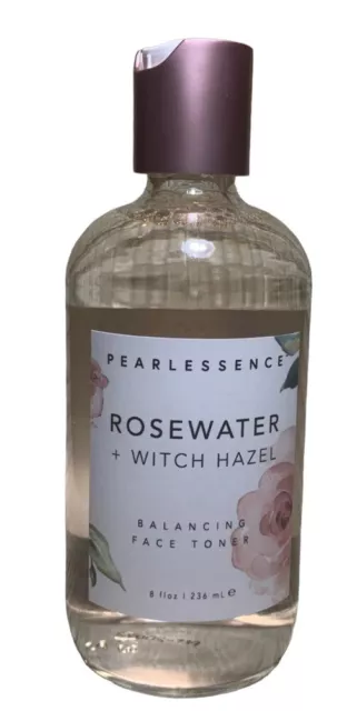 Pearlessence  Rosewater Witch Hazel Balancing Face Toner Bottle Glass 8oz.
