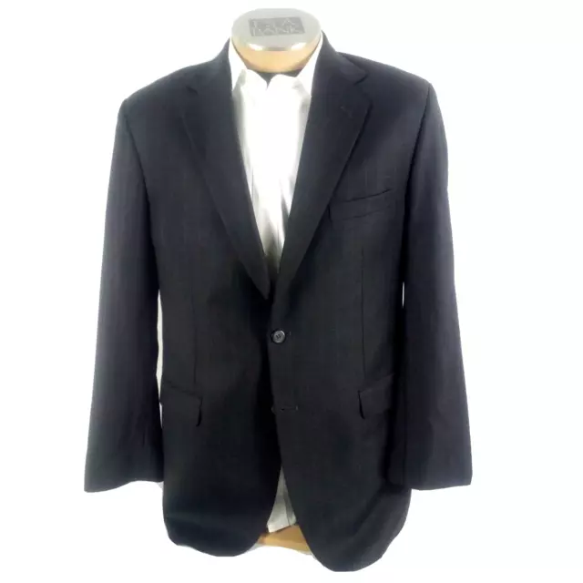 Ermenegildo Zegna Mens Blazer 42L Charcoal Gray Wool Pinstripe 2 Btn Suit Jacket