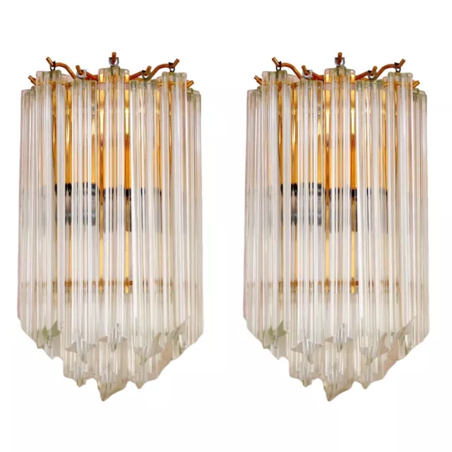 1970's Pair of Murano Glass Wall Sconce Lamps by Paulo Venini