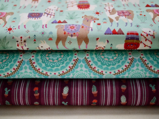 Miller Paquete de Tela Patchwork Llama Llove Lama Alpaca Cactus Del & Mandala