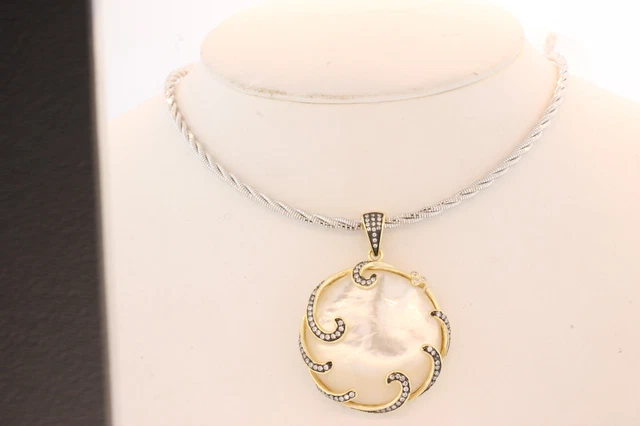 Grande Madreperla Omega Collana Placcato Oro su Argento Rosso Tappeto Massiccio