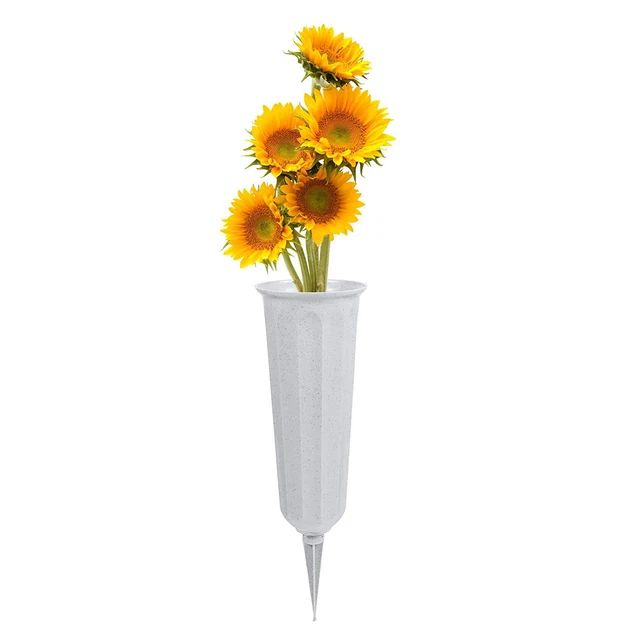 2 Pack Grave Vases with Spike Stake Cemetery Flowers Holder in Ground
