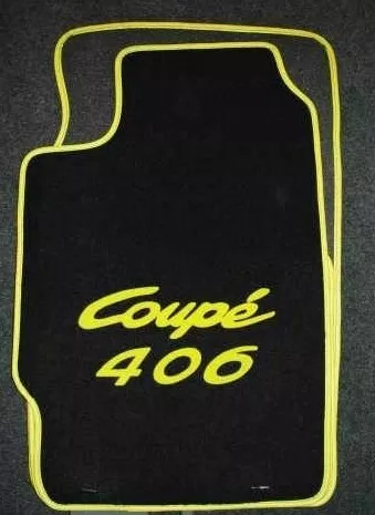 Tapis de sol en velours pour Peugeot 406 Coupé  noir/jaune