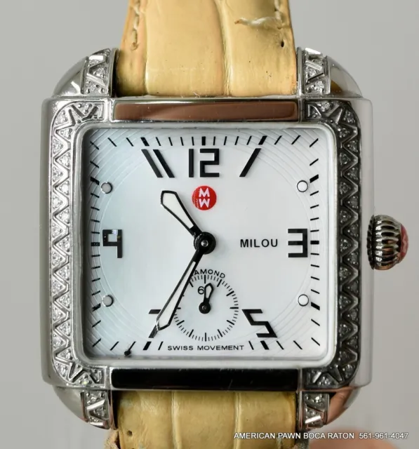 Michele Milou MW15A01A2025 Diamond Quartz Ladies Watch Cream Leather band