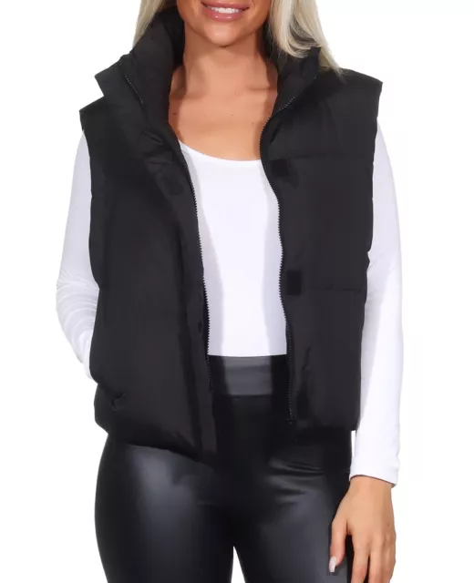 Only Damen Weste Steppweste kurze Damenweste ONLSussi Short Waistcoat black XS