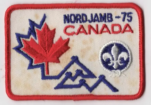 1975 Canadian Nordjamb Boy Scouts Boy Scout Patch RED Bdr. (STAINED) [INT819]