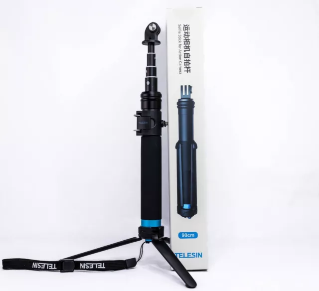 Telesin Extendable 35.4" Selfie Stick Pole Monopod with Tripod for GoPro New