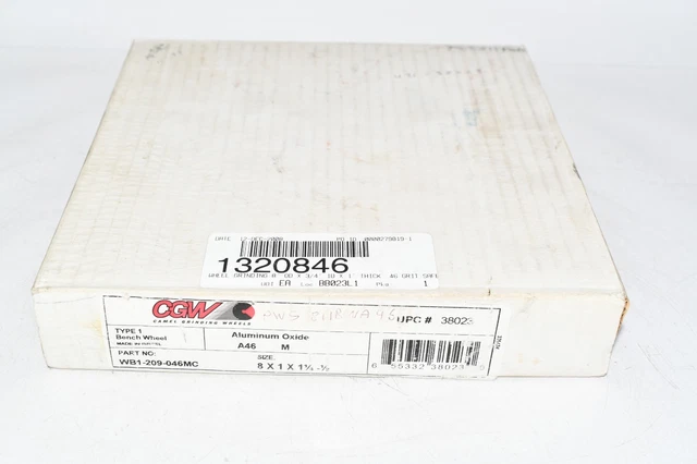 New Cgw Wb1-209-046Mc 1-1/4In-1/2In A46 Bench 8'' 46 1'' Grinding Wheel