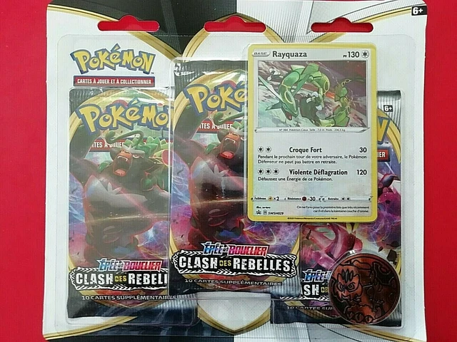 3 Cartes Pokémon – Épées Et Bouclier Clash Des Rebelles – Rayquaza – Neuves Scellées