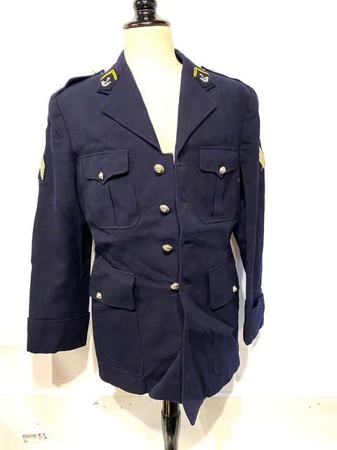 Veste Militaire Vintage Femme Vert Marine - Taille Petite S - Occasion Très Bon état