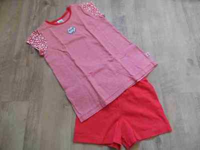 SANETTA niedliche Sommer-Kombi Streifenshirt + Shorts rot weiß Gr. 98 NEU KNi517