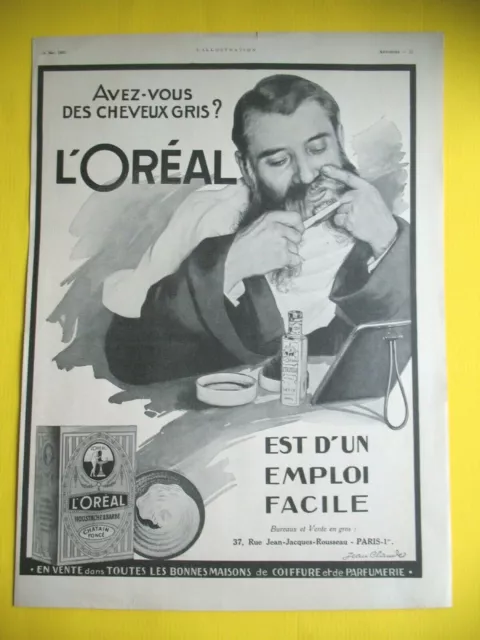 PUBLICITE DE PRESSE L'OREAL BEAUTé COULEUR CHEVEUX ILLUSTRATION JEAN CLAUDE 1922