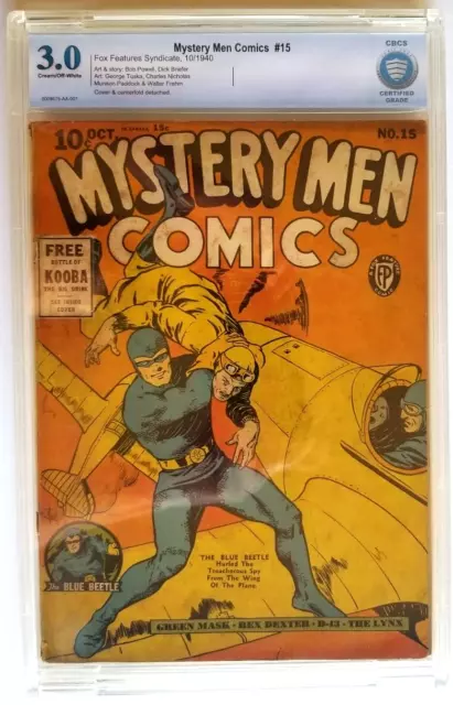 Mystery Men Comics #15 Cbcs Gvg 3.0 Fox 1940 Inter. Ad Green Mask 1 & Flame 1