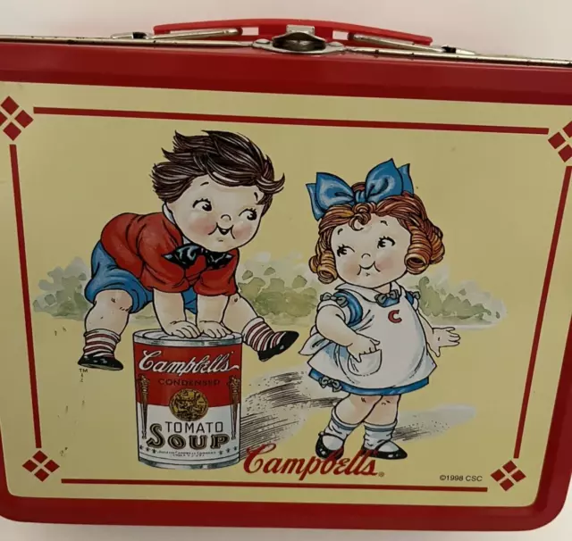 Vintage Collectible 1998 Campbells Soup Kids Metal Lunch Box Tomato Soup Tin