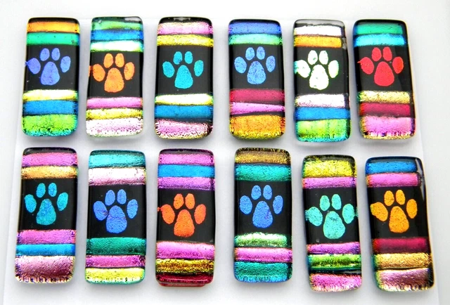 Lot 12 pcs MULTI COLORS DICHROIC FUSED GLASS pendant (J20) CABOCHON HAND MADE