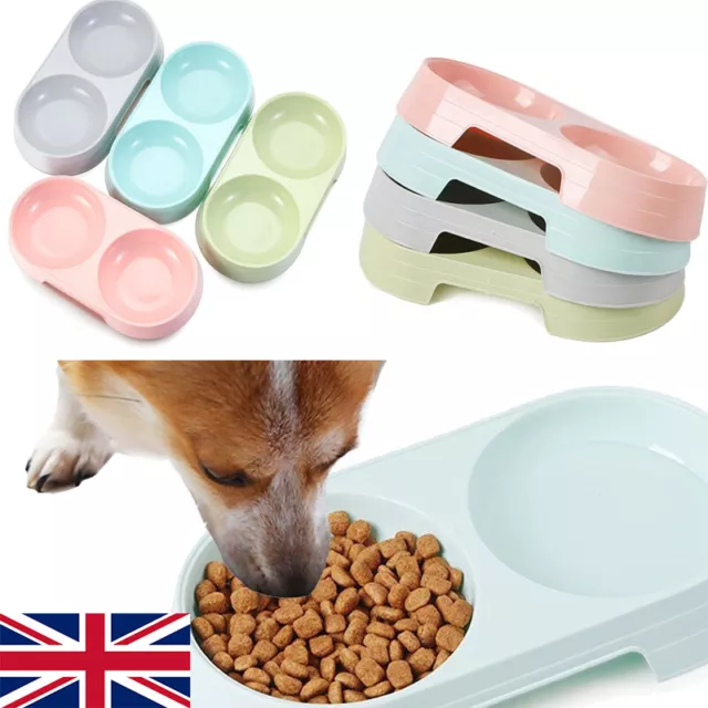 Non-Slip Dog Cat Puppy Feeder Double Water Food Dish Pet Bowls Feeding Drinking