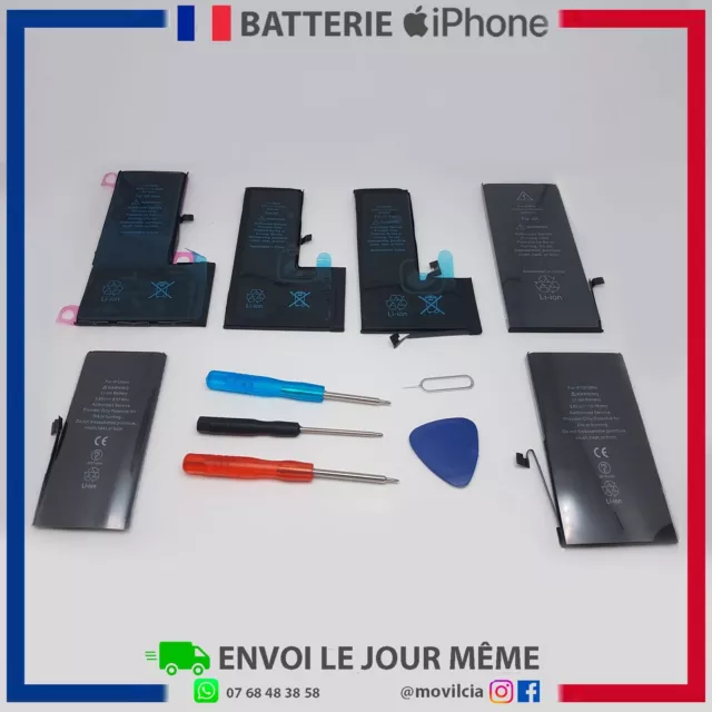 Batterie Interne Iphone 6, 6P, 6S, 6SP, 7, 7P, 8, 8P, X, XR, XS, XSM, 11, 11P...