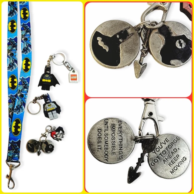 Batman Lanyard Keychain 7pc Bundle Lego Batman Minifigures Pewter Charms Keyring
