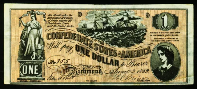 USA. 1 Dollar 1862. Kleinformatige Reproduktion 140 x 60 mm.