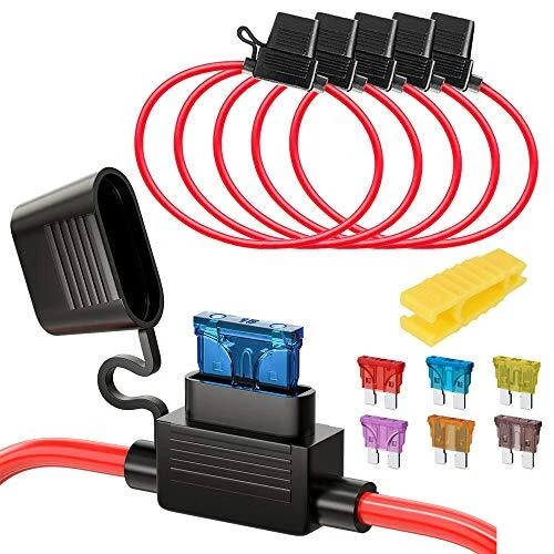 Gebildet 5pcs 16AWG Porte-fusibles Moyen Lame Enfichable Etanche avec Fil, DC 32