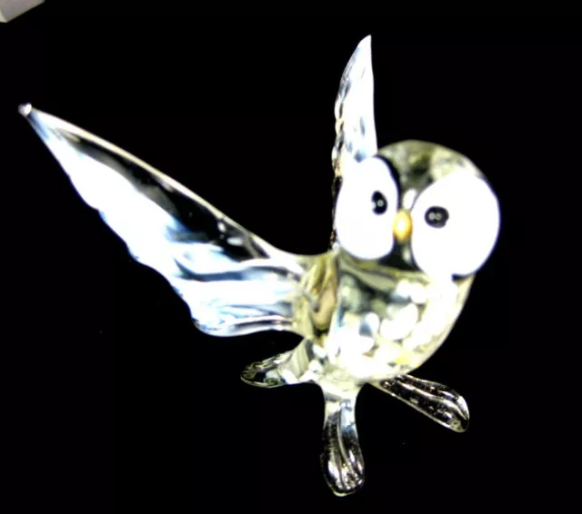 blown glass animals bird polar snow owl open wings art figurine ornament murano  2