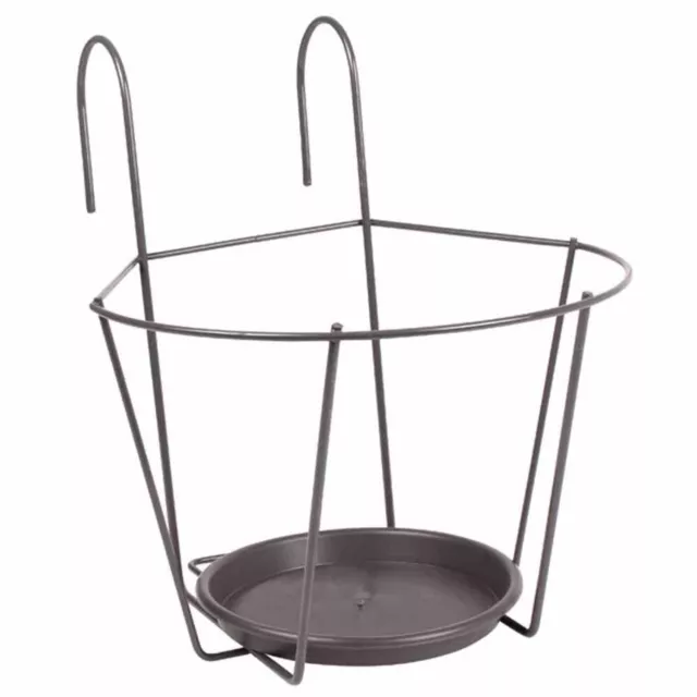 Haken-Blumentopfhalter 25 cm grau Pflanzenkorb Halterung Metall zum Aufhängen