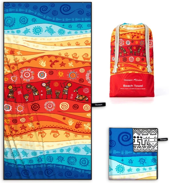 New! OCOOPA Microfiber Beach Towel Fast Drying Oversize Mat Sand Free Extra soft