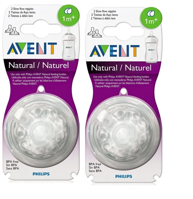 Philips Avent Natural Teat Slow Flow (1M+) - 2pkt (4 Pcs)