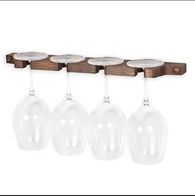 Suvla Wall Mounted Wood Stemware Rack Hanging Shelf Glassware Holder Bar