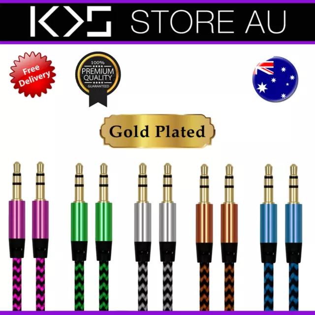 AUX Cable 3.5mm  Braided Audio for Car Phone Cord Male to Male Auxiliary - AUS