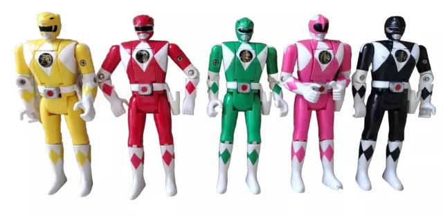 Vintage Bandai 1993 Mighty Morphin Power Rangers Flip Head Figures Lot of 5