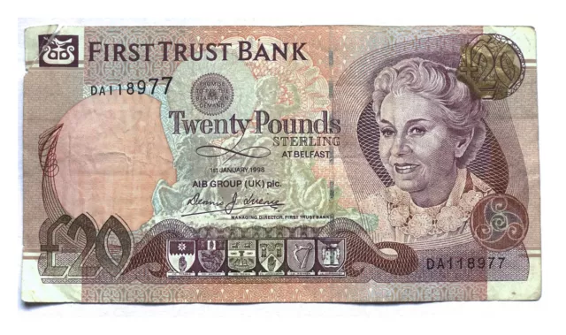 1998 First Trust Bank Belfast £20 twenty pound note British Northern Ireland #25