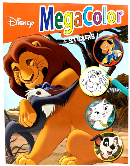 Malbuch König der Löwen +25 Sticker Disney Mega Color A4 120 Malvorlagen NEU