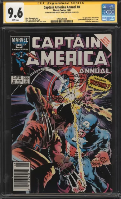 Captain America Annual #8 CGC SS 9.6 NM+ NEWSSTAND Signed Zeck & Beatty 1986
