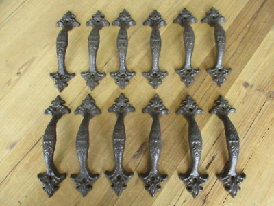 12 Cast Iron RUSTIC Barn Handle Gate Pull Shed Door Handles 6 1/4" Drawer Pulls