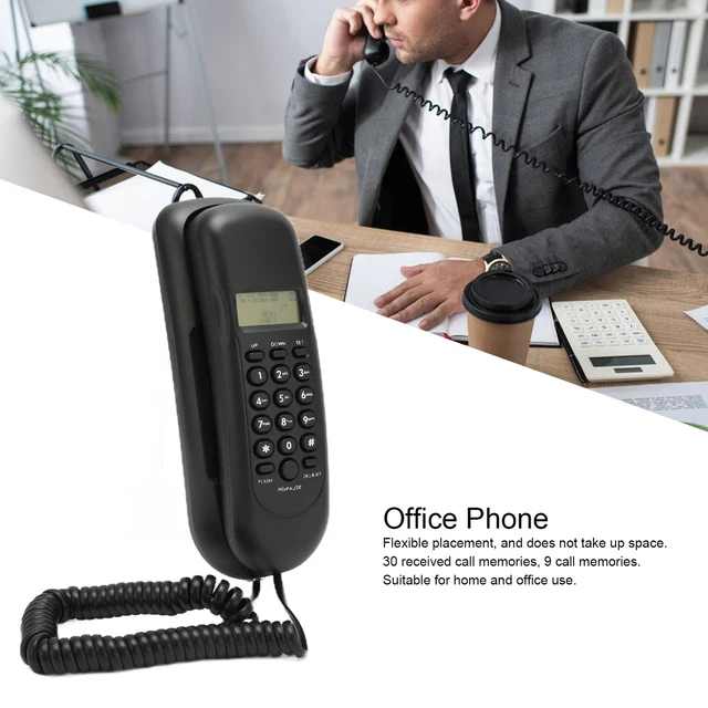 Telephone Black Wired Phone Business With Caller ID Display For Office For Home
