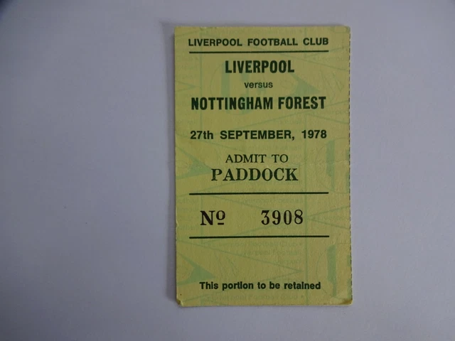 Ticket Match Coupe D'Europe 1978/79 – Liverpool Vs Nottingham Forest – Bon état